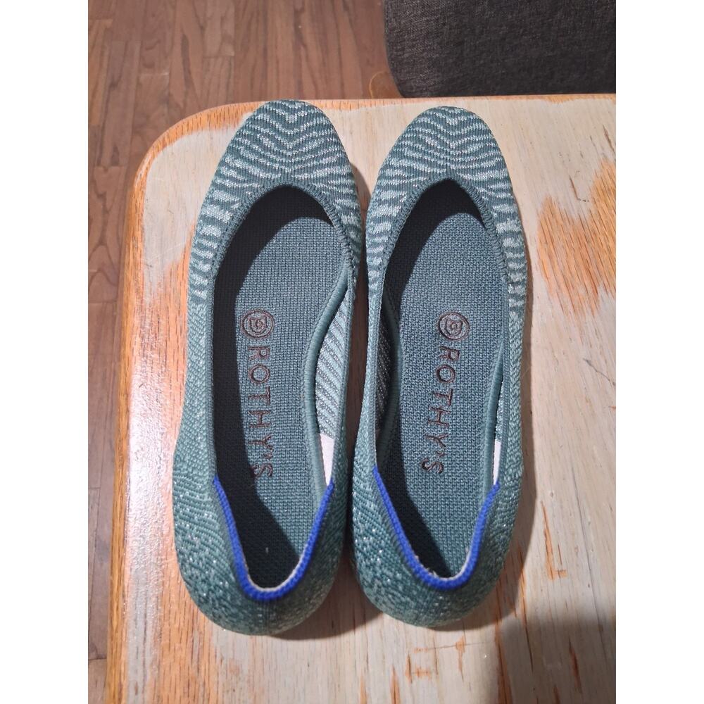 Rothy's Women Shoes The Flat Slip-On Round Toe Teal Two Toned Ballet Flat 6 GUC